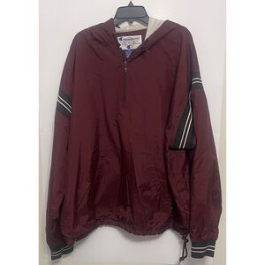 Vintage Champion Windbreaker Men's Windstopper Half Zip Jacket Coat XXL Maroon